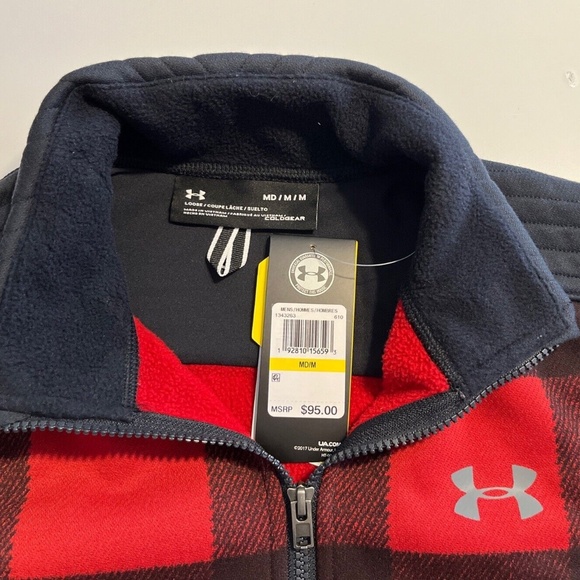 Under Armour ColdGear Men's M Flannel Field Jacket Red Black New NWT $95 - Picture 6 of 8